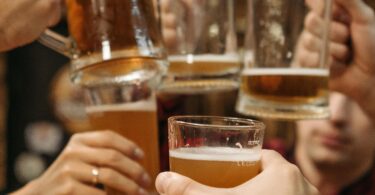 A group of friends drinking beer