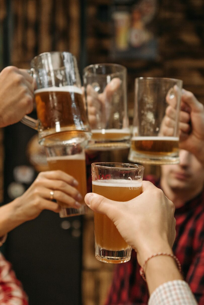 A group of friends drinking beer